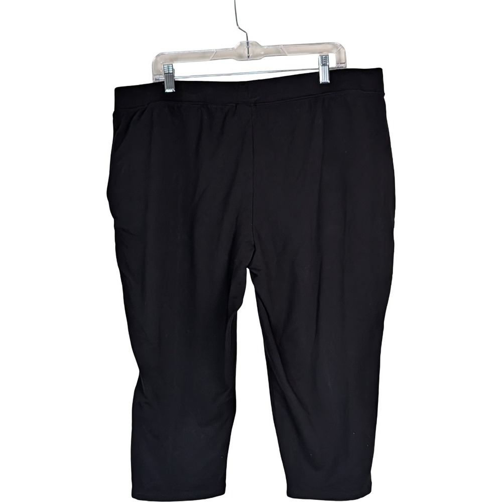 Denim & Co Active French Terry Crop Pant Women XLP Black Zipper Pocket A475901